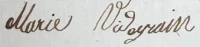 Signature de Louise VIDEGRAIN sur son contrat de mariage (1858)